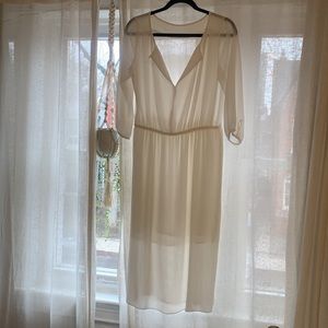 Aritzia pleated white dress